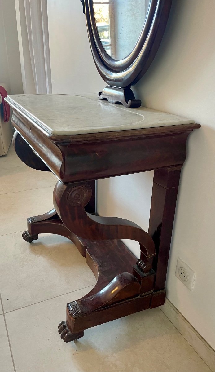 Dressing Table, Empire In Mahogany From The 19th Century.-photo-2