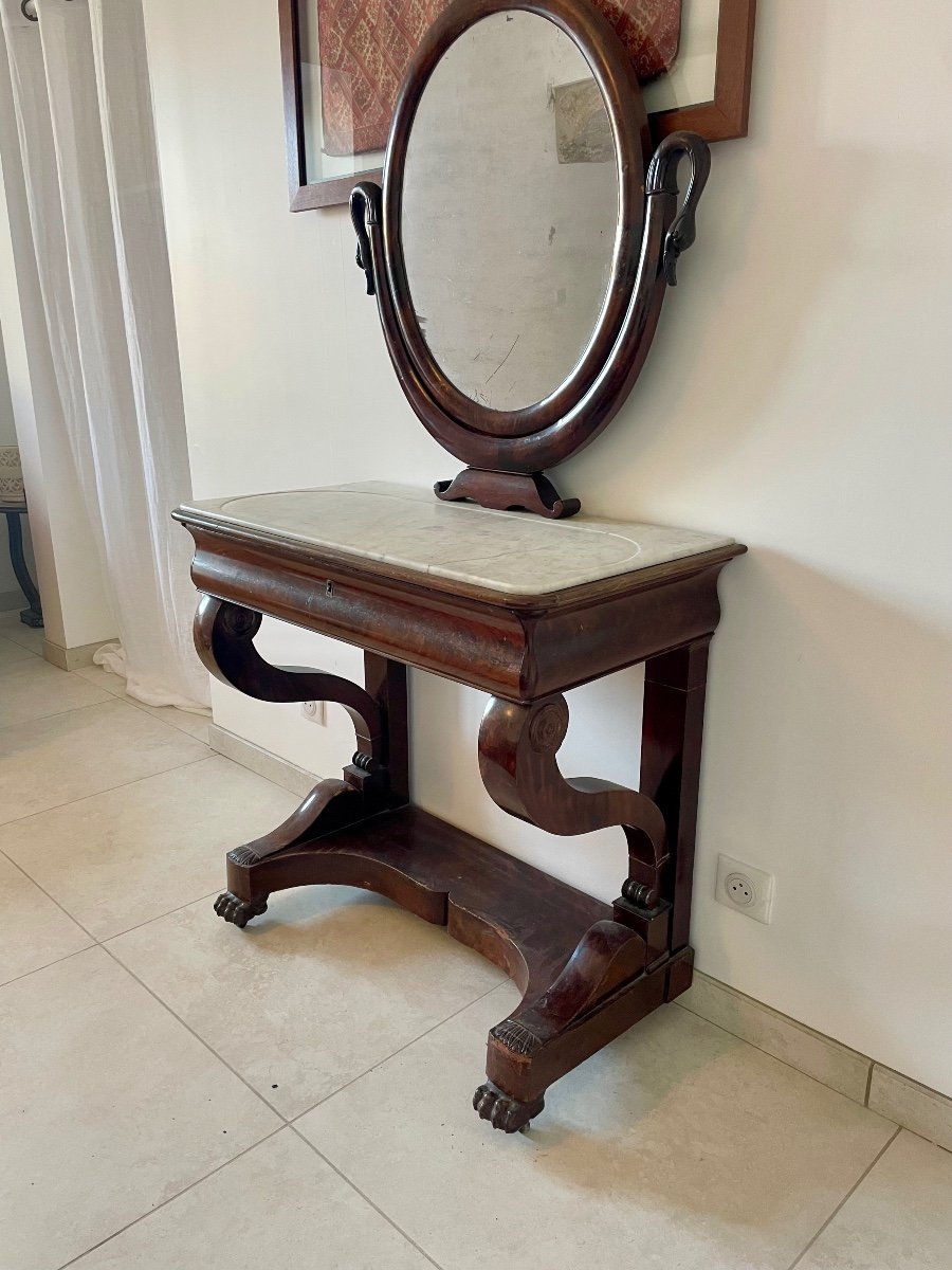 Dressing Table, Empire In Mahogany From The 19th Century.-photo-3