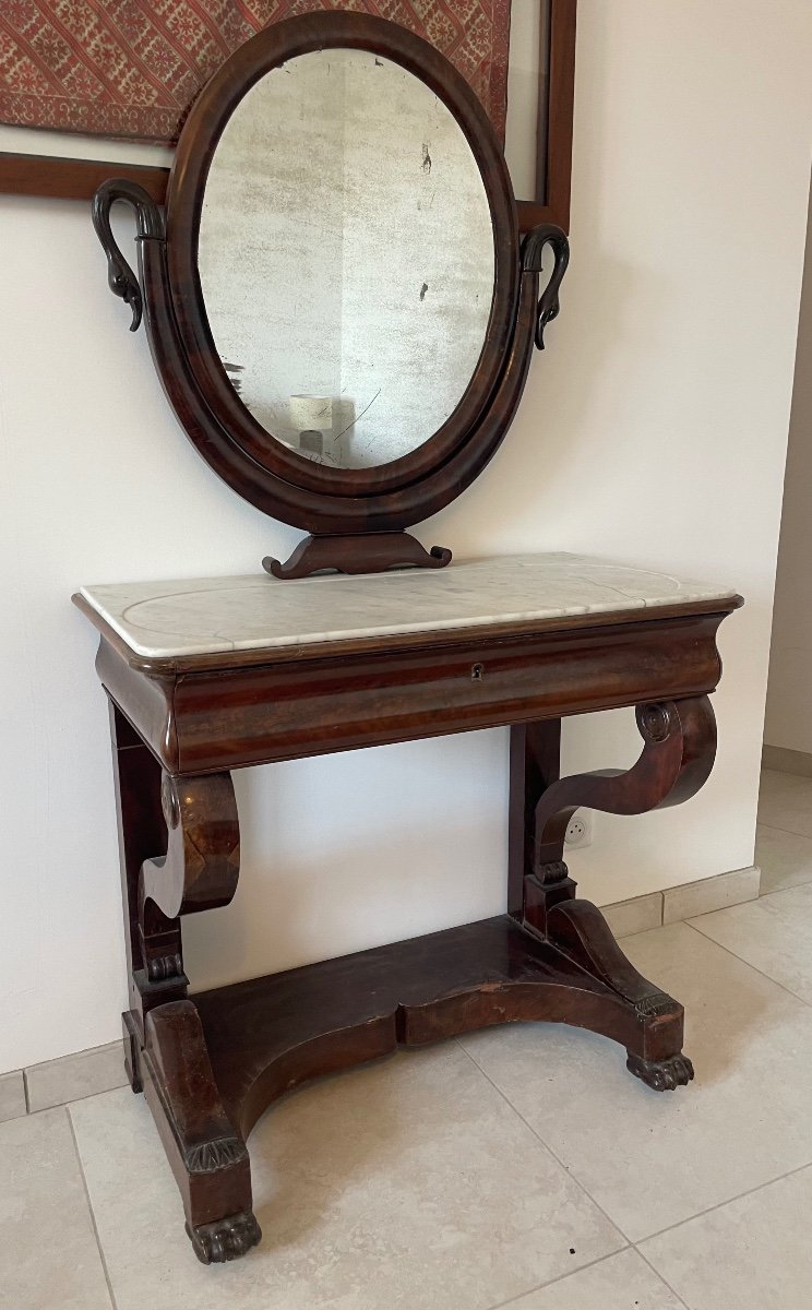 Dressing Table, Empire In Mahogany From The 19th Century.-photo-4