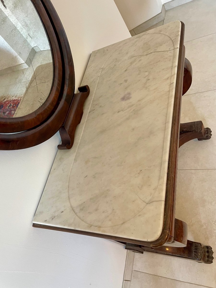 Dressing Table, Empire In Mahogany From The 19th Century.-photo-3