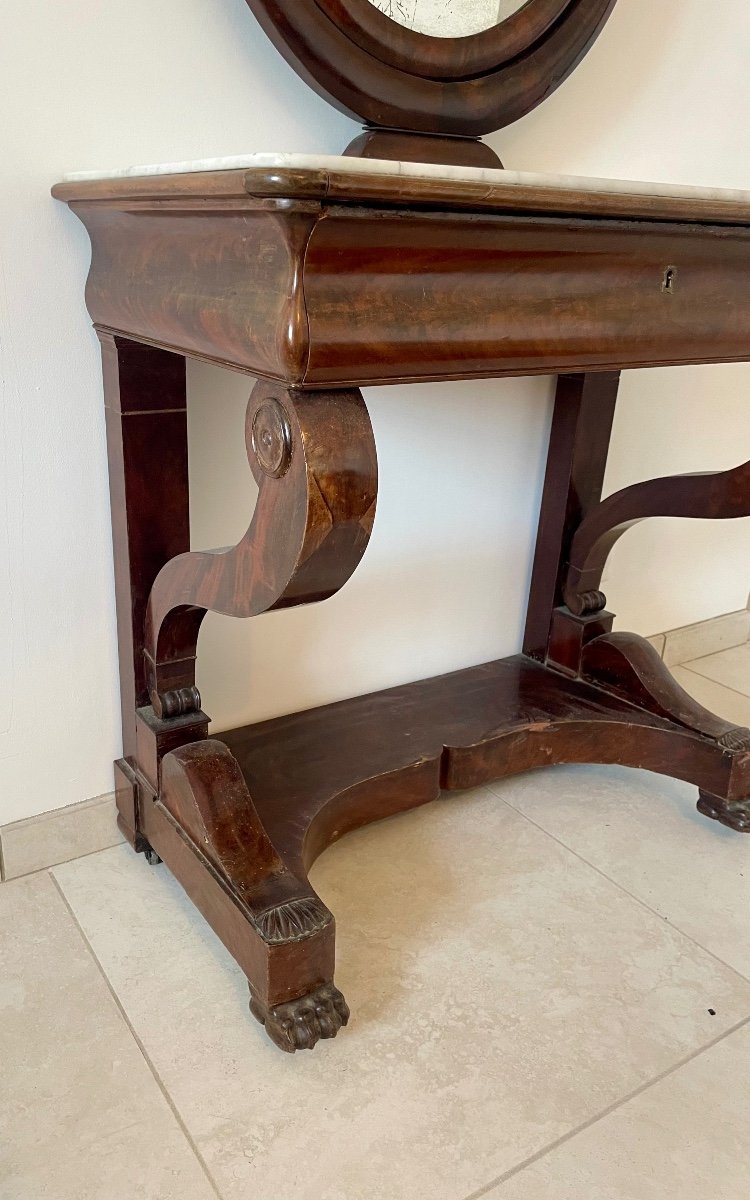 Dressing Table, Empire In Mahogany From The 19th Century.-photo-5