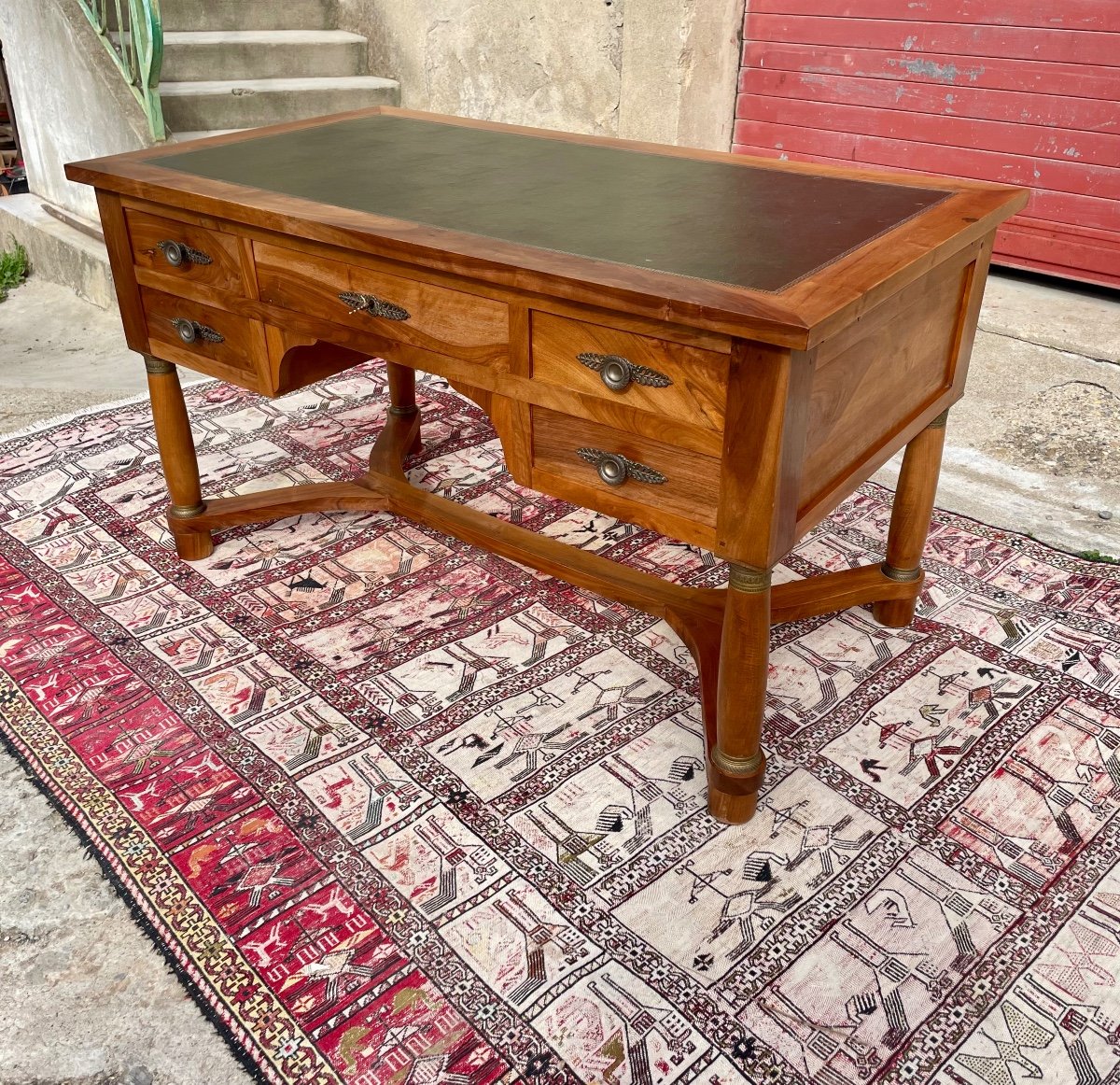 Desk, Double-sided Empire Walnut, 1900s.-photo-4