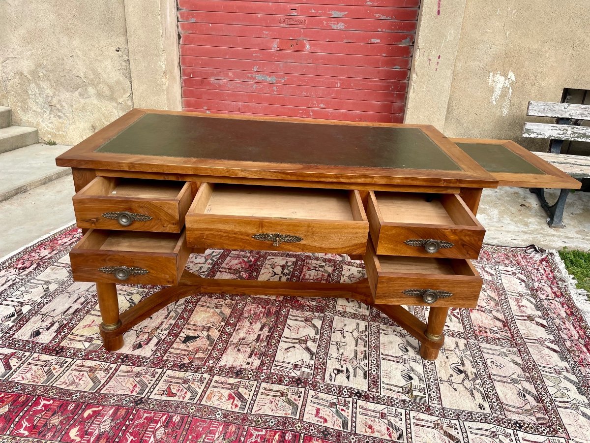 Desk, Double-sided Empire Walnut, 1900s.-photo-1