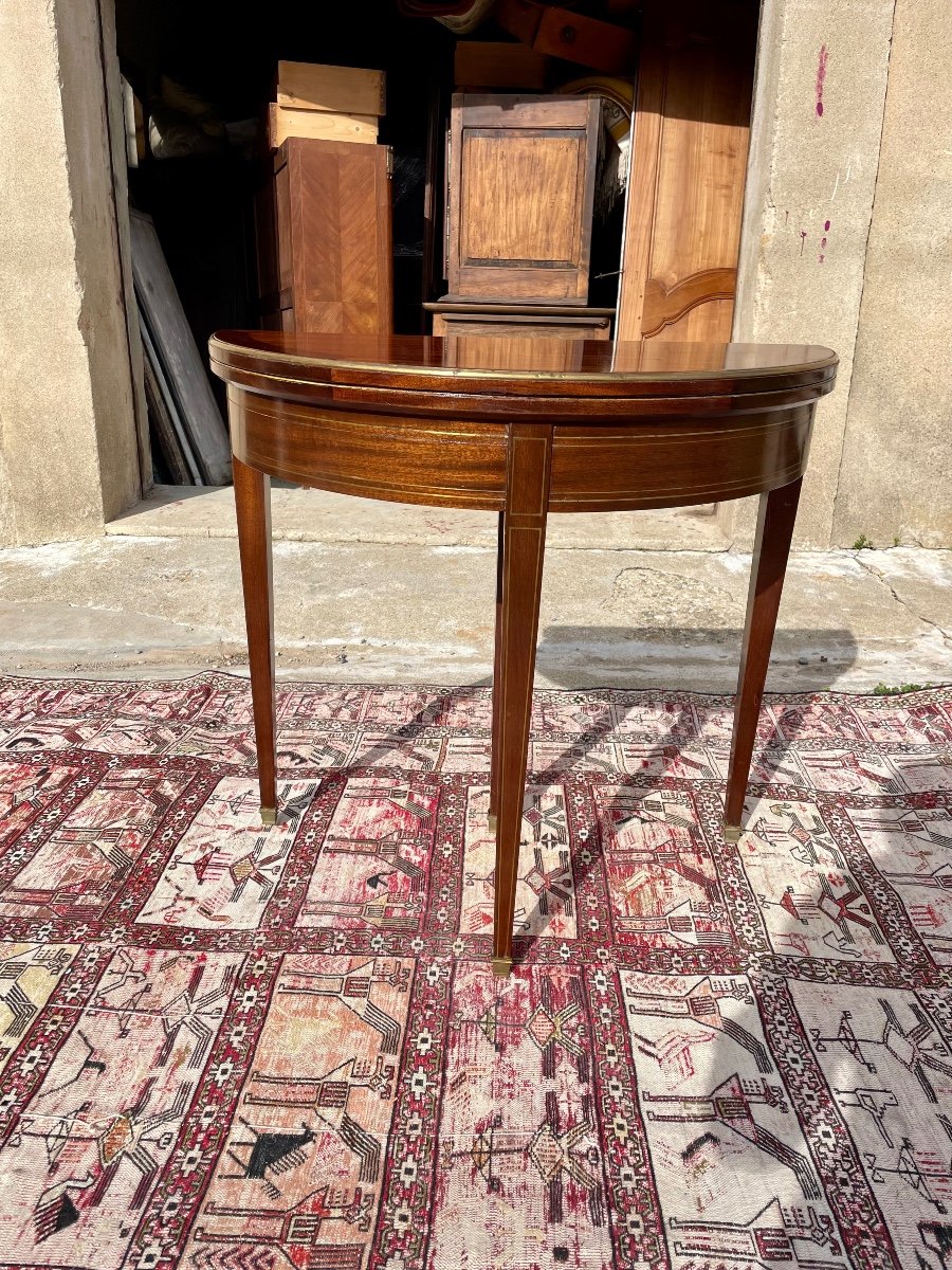 Table Demi Lune Louis XVI En Acajou D époque 1900.-photo-2