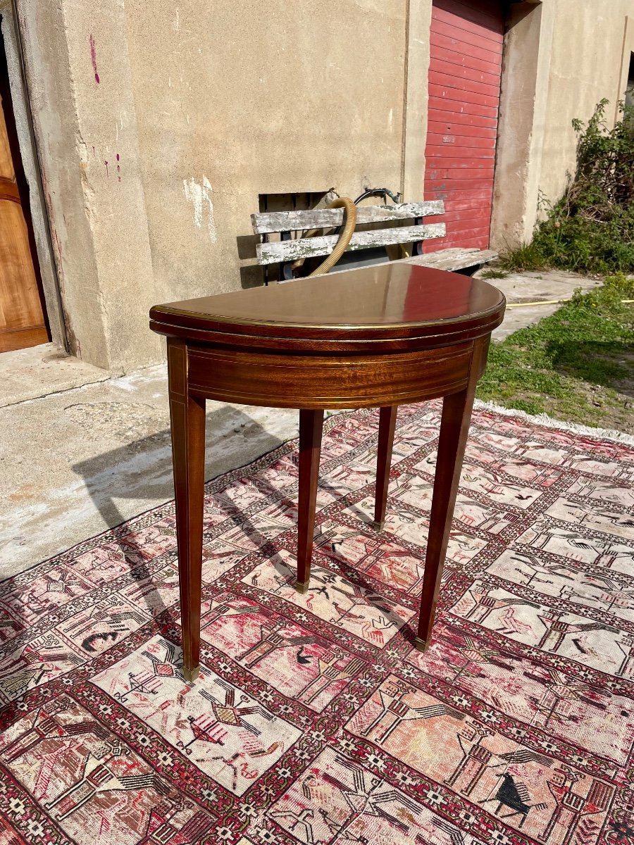 Louis XVI Half Moon Table In Mahogany From The 1900s.-photo-3