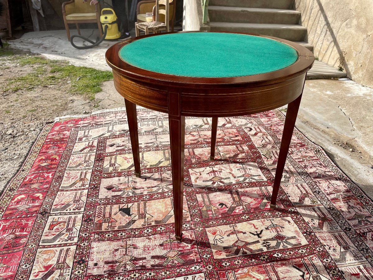 Table Demi Lune Louis XVI En Acajou D époque 1900.-photo-2