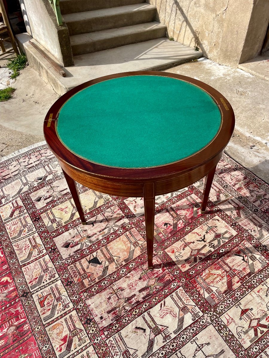 Table Demi Lune Louis XVI En Acajou D époque 1900.-photo-4