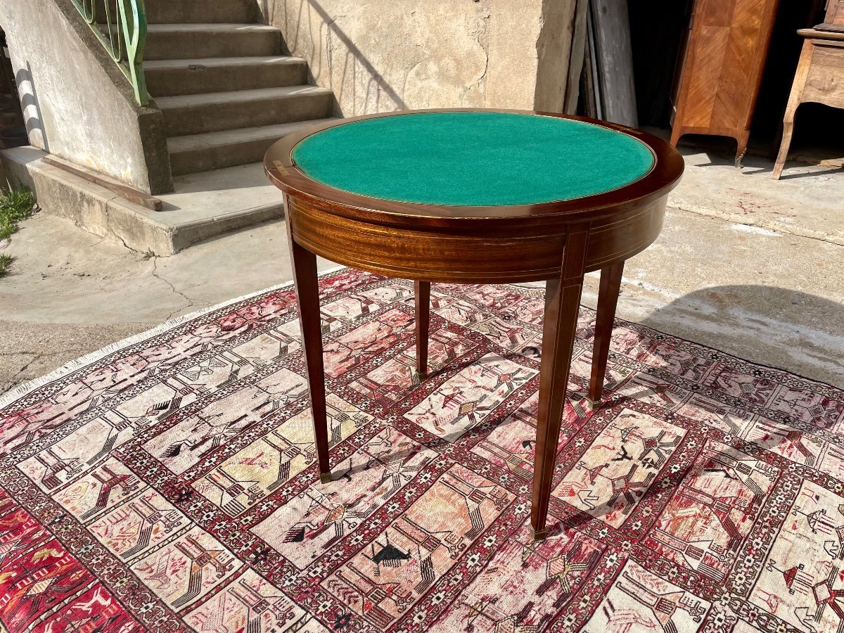 Table Demi Lune Louis XVI En Acajou D époque 1900.-photo-8