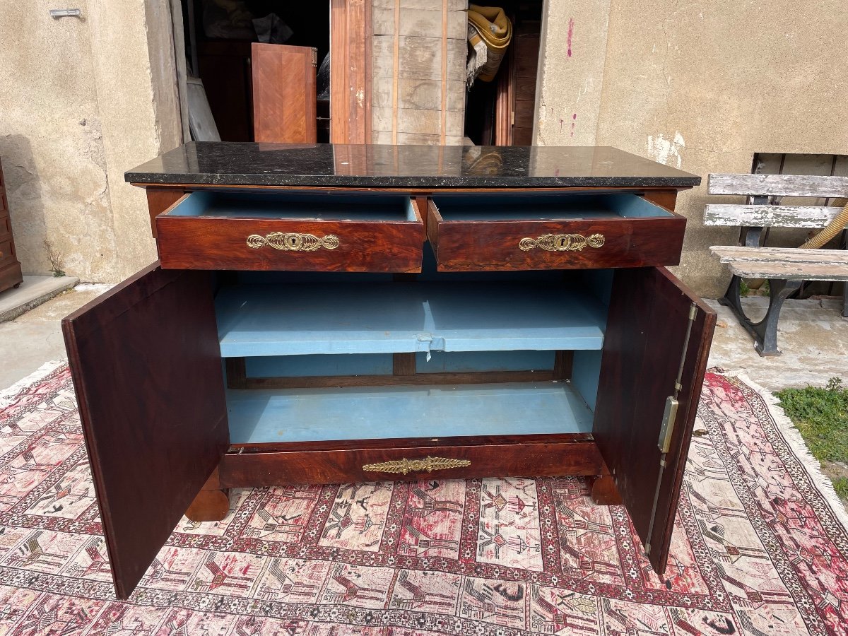 Two-door Buffet, Empire, Stamped, In Mahogany From The 19th Century.-photo-2