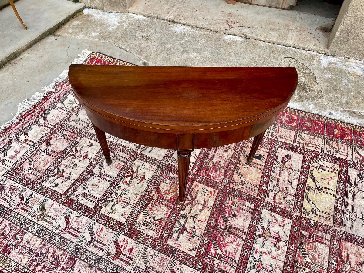 Louis XVI Half Moon Table In Mahogany From The 18th Century.-photo-2