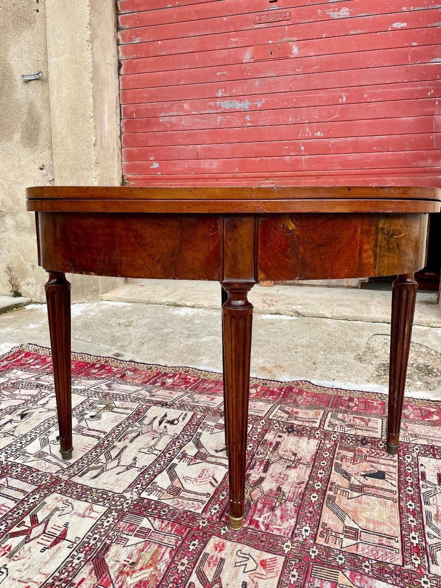 Louis XVI Half Moon Table In Mahogany From The 18th Century.-photo-4