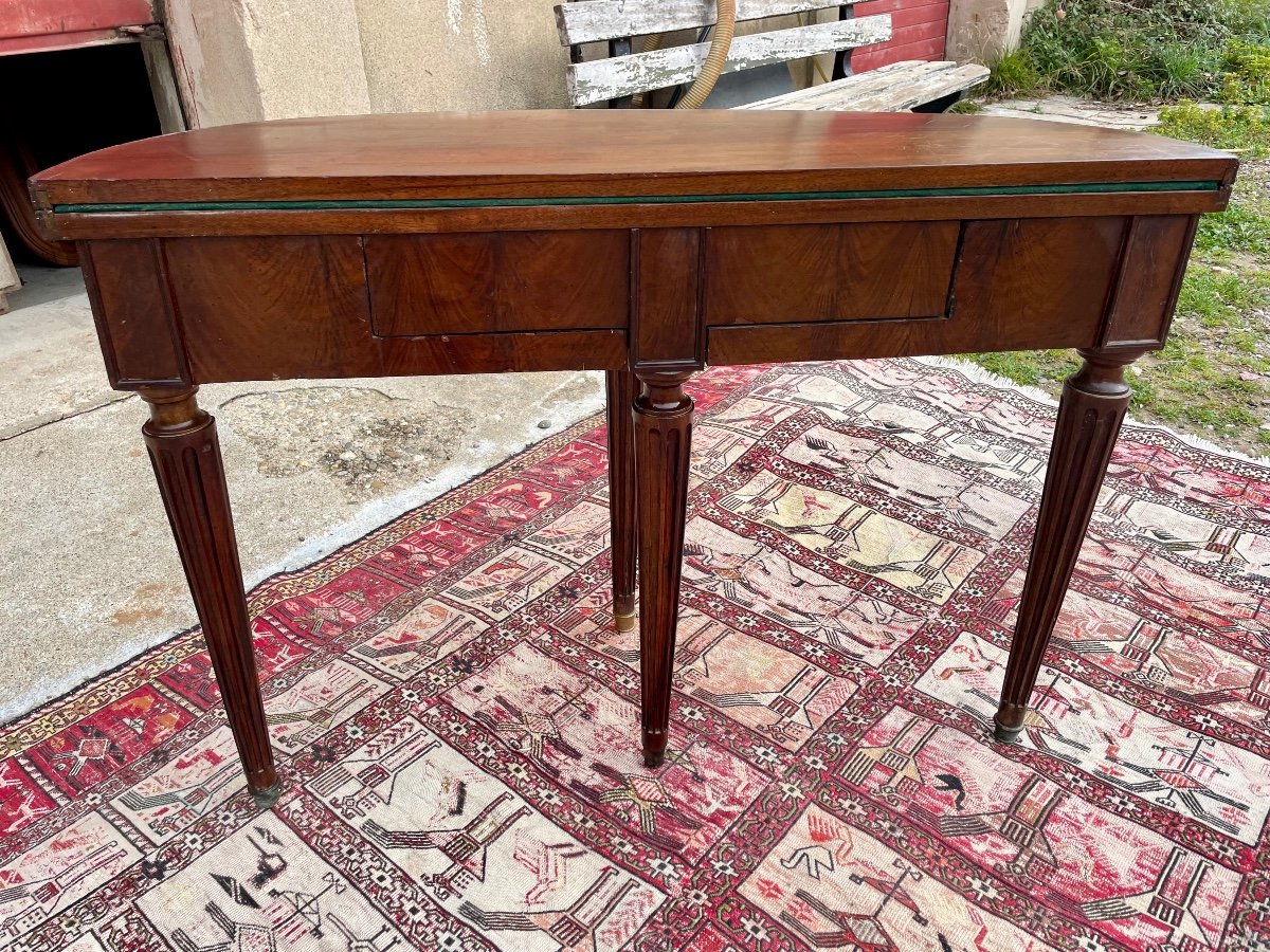 Louis XVI Half Moon Table In Mahogany From The 18th Century.-photo-2