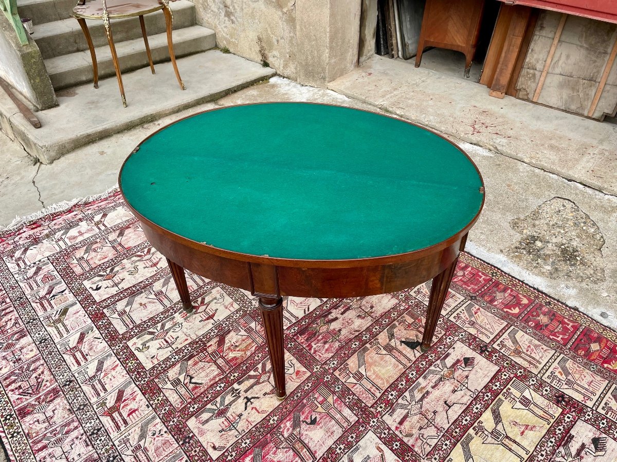 Louis XVI Half Moon Table In Mahogany From The 18th Century.-photo-5