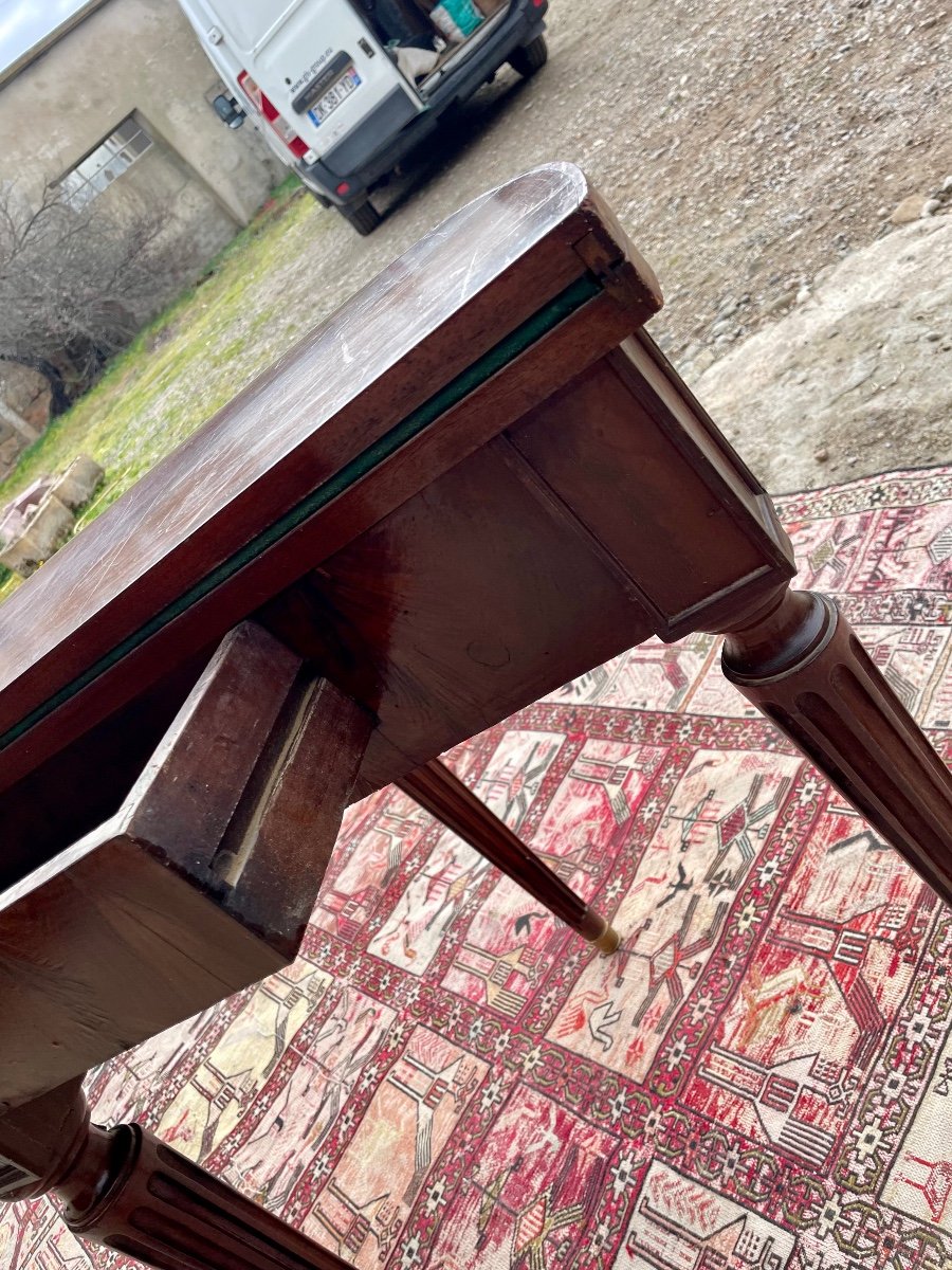 Louis XVI Half Moon Table In Mahogany From The 18th Century.-photo-7