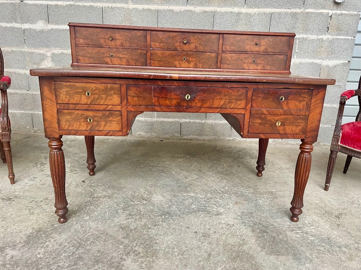 Restoration Cashew Desk From The 19th Century.-photo-3