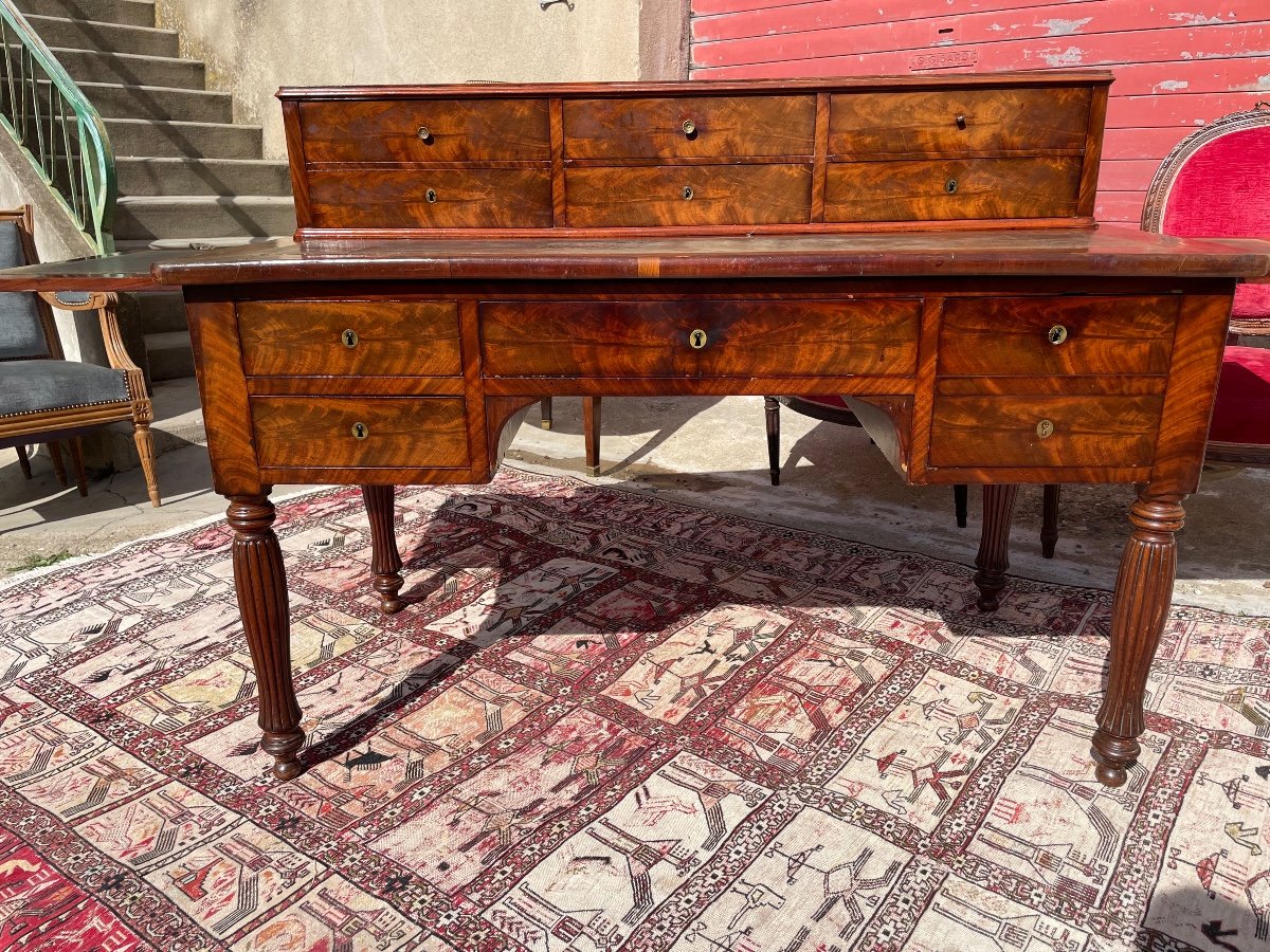 Restoration Mahogany Stepped Desk From The 19th Century.-photo-1