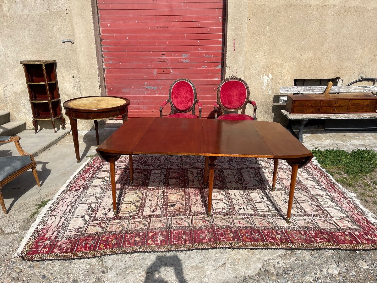 Table De Salle à Manger, Six Pieds En Acajou Louis XVI D époque XIXém Siècle.-photo-2