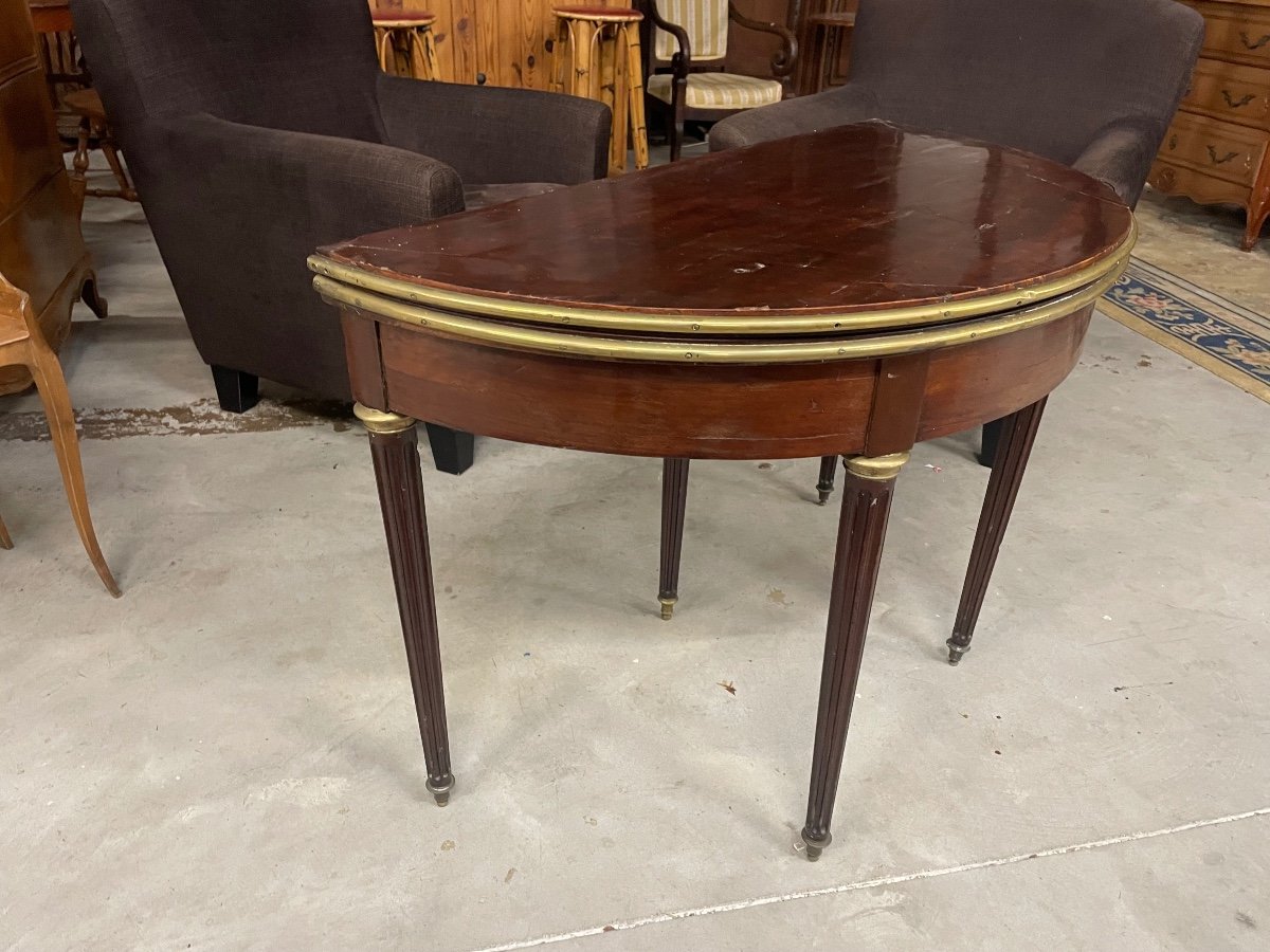 Louis XVI Half Moon Table In Mahogany From The 18th Century.-photo-2