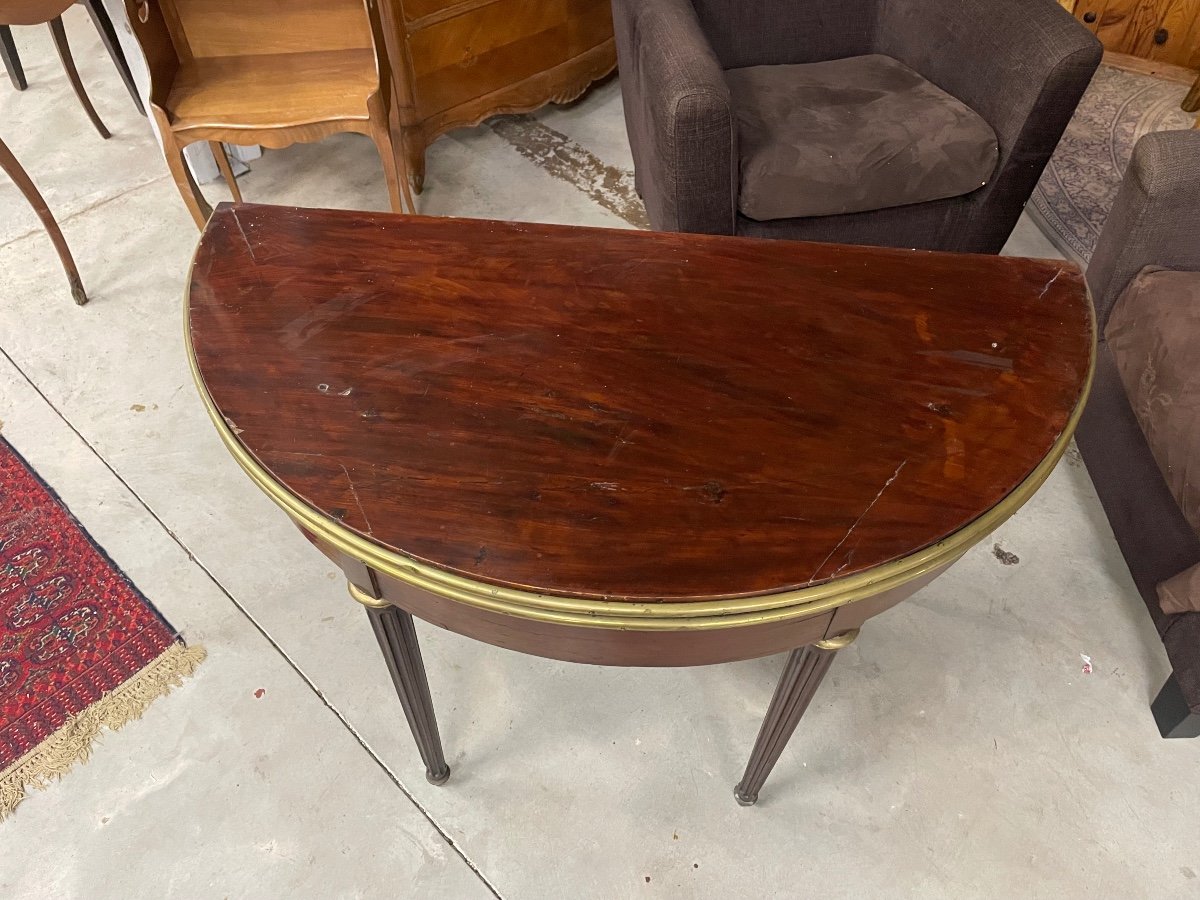 Louis XVI Half Moon Table In Mahogany From The 18th Century.-photo-3