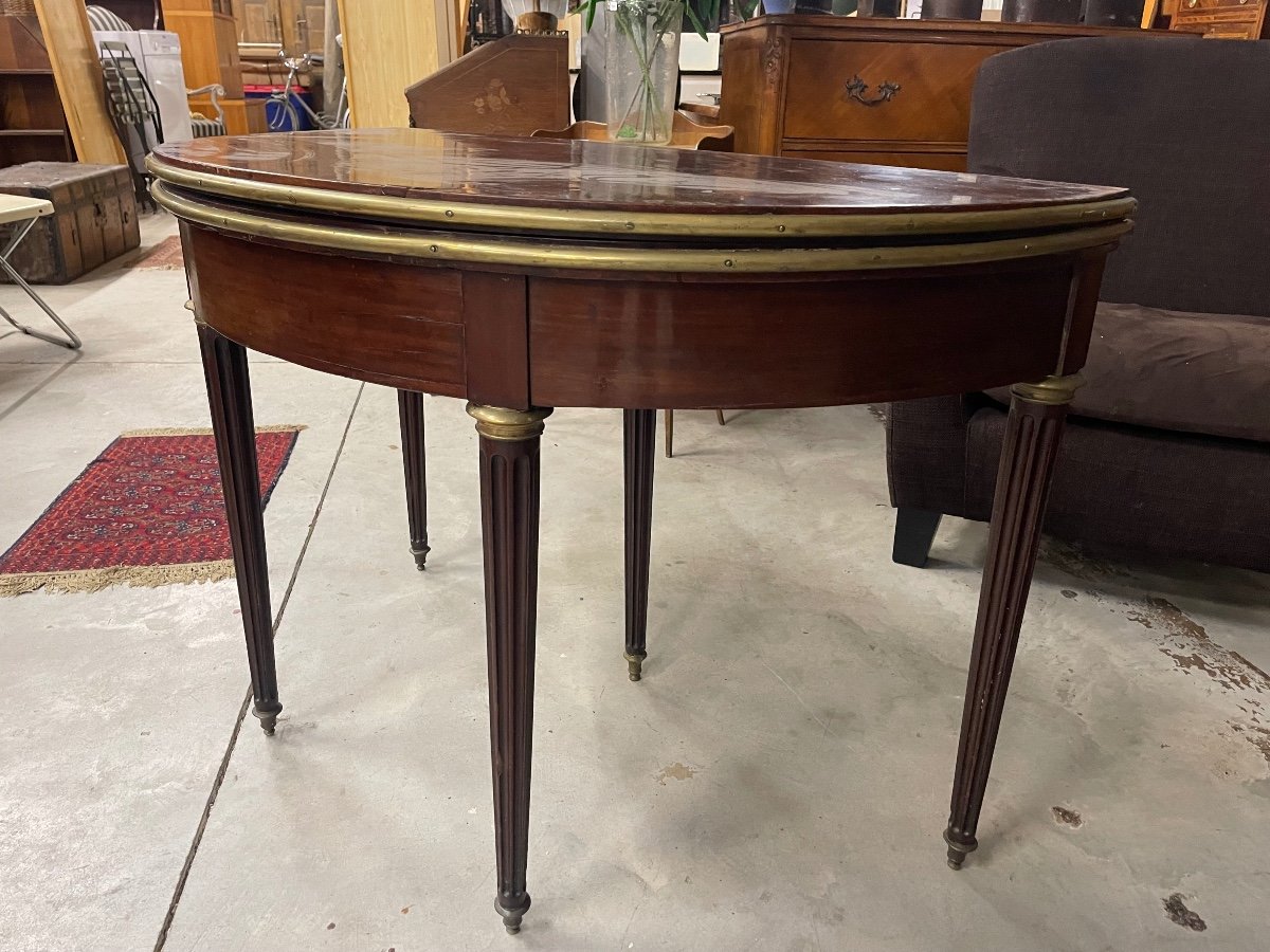 Louis XVI Half Moon Table In Mahogany From The 18th Century.-photo-4