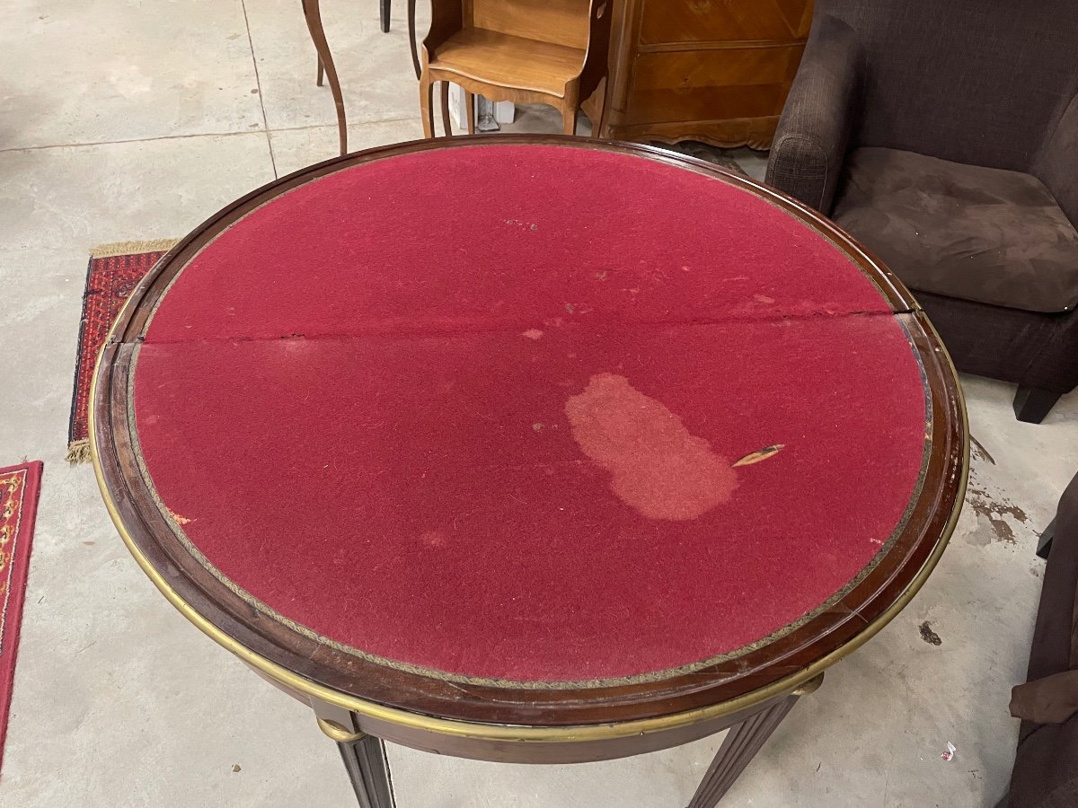 Louis XVI Half Moon Table In Mahogany From The 18th Century.-photo-1