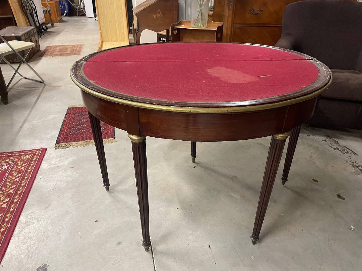 Louis XVI Half Moon Table In Mahogany From The 18th Century.-photo-2