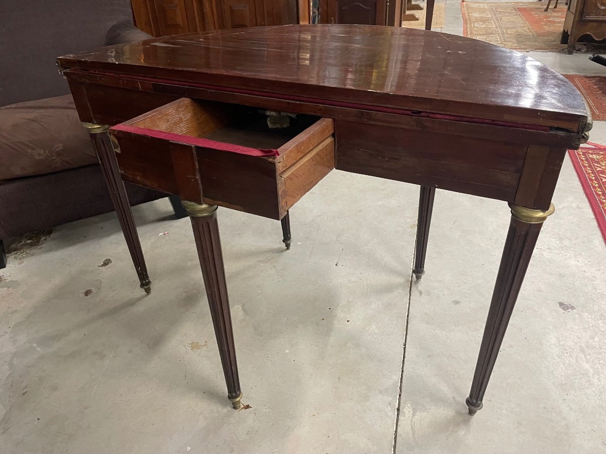 Louis XVI Half Moon Table In Mahogany From The 18th Century.-photo-3