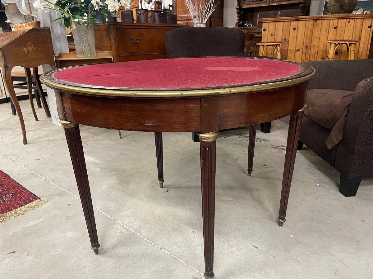 Louis XVI Half Moon Table In Mahogany From The 18th Century.-photo-4