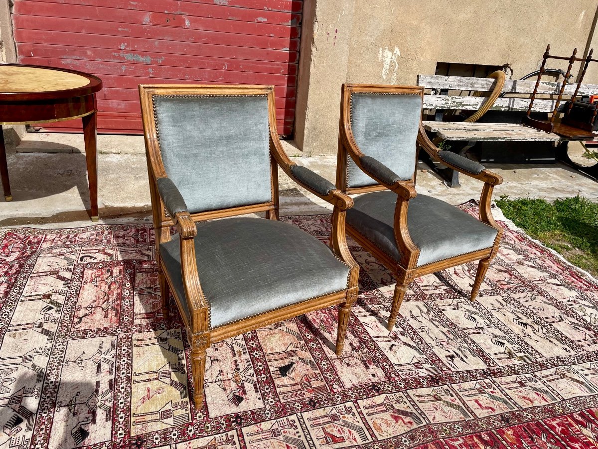 Pair Of Louis XVI Armchairs From The 19th Century -photo-2