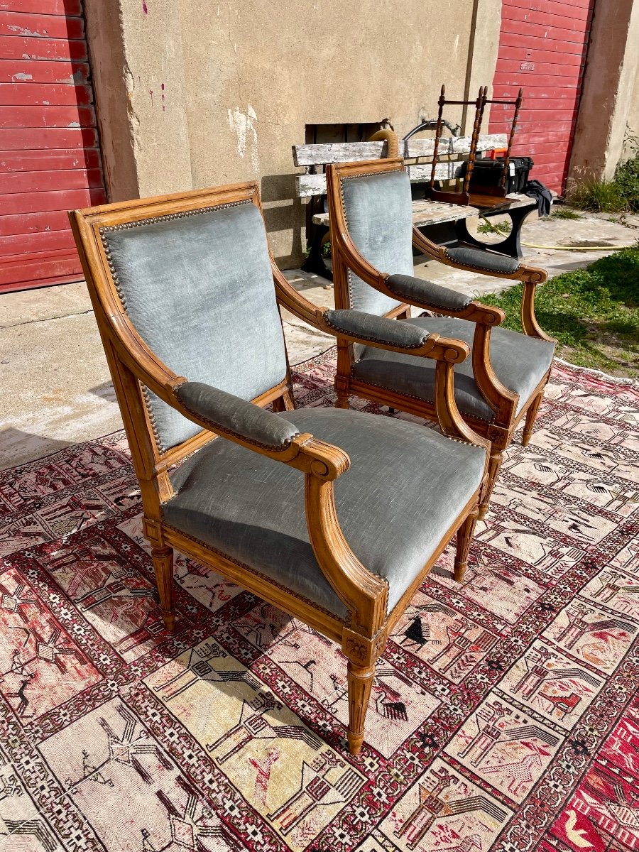 Pair Of Louis XVI Armchairs From The 19th Century -photo-3