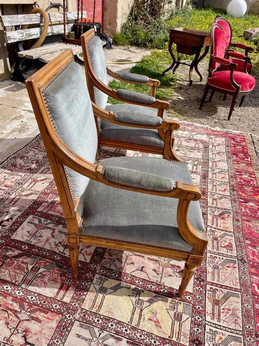 Pair Of Louis XVI Armchairs From The 19th Century -photo-1