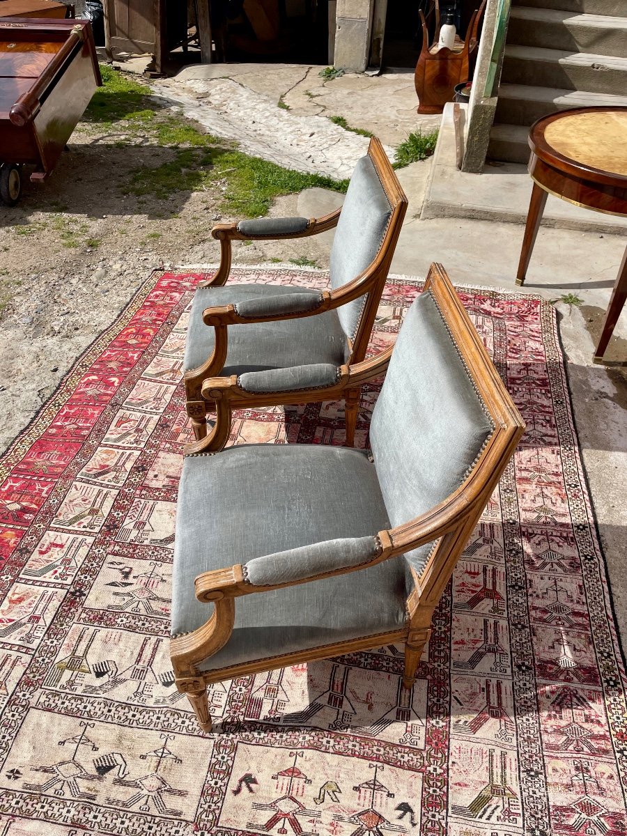 Pair Of Louis XVI Armchairs From The 19th Century -photo-3