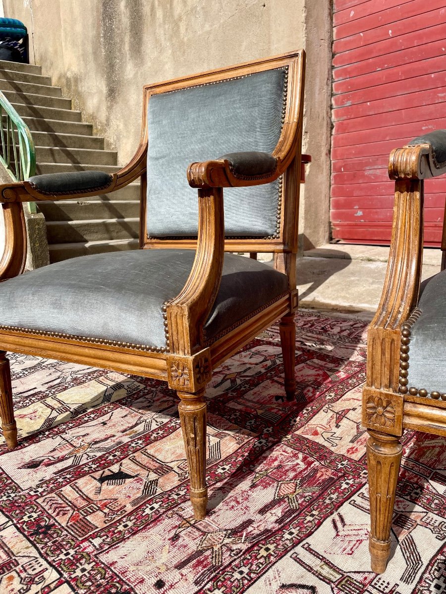 Pair Of Louis XVI Armchairs From The 19th Century -photo-4