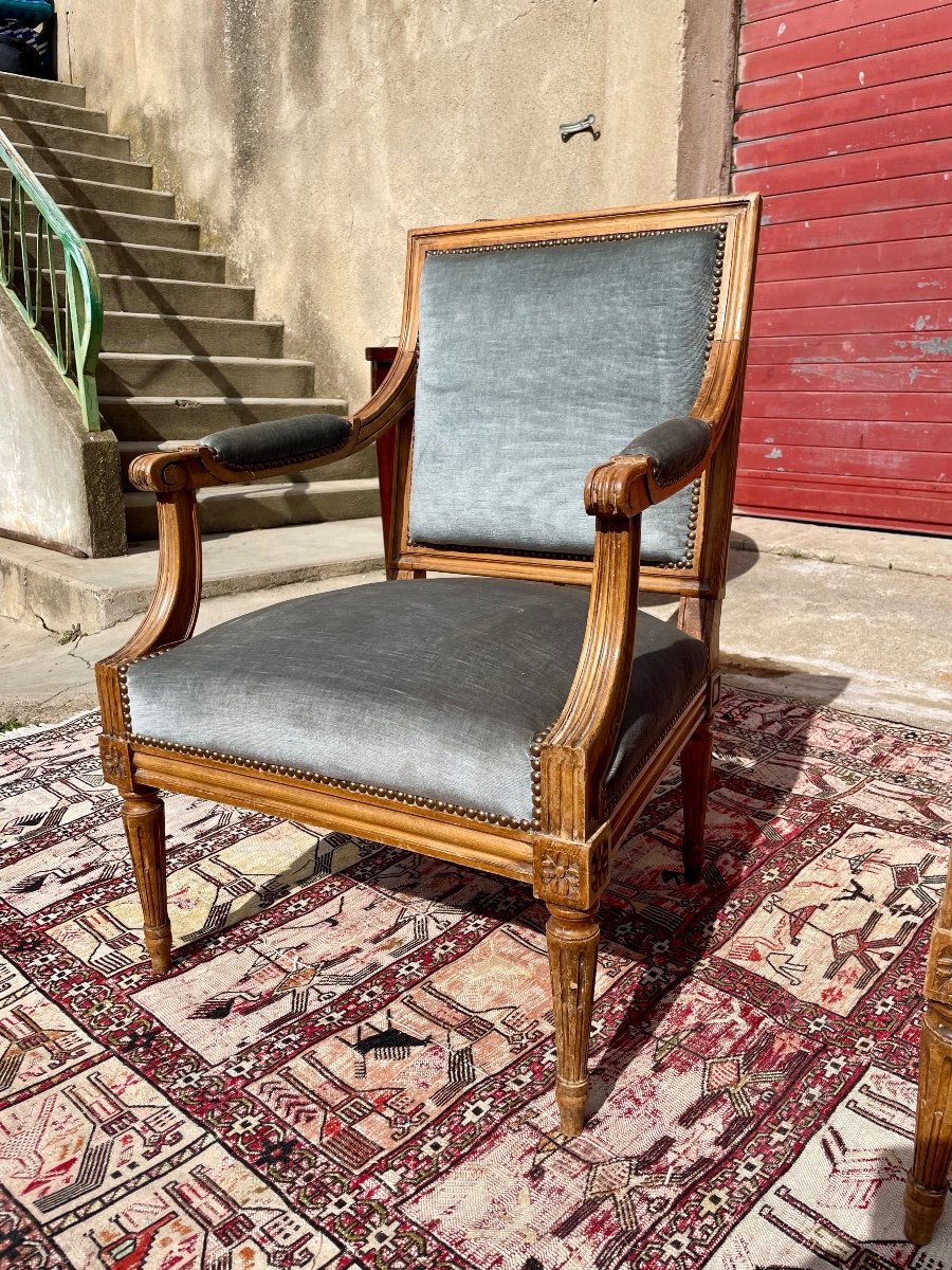 Pair Of Louis XVI Armchairs From The 19th Century -photo-5