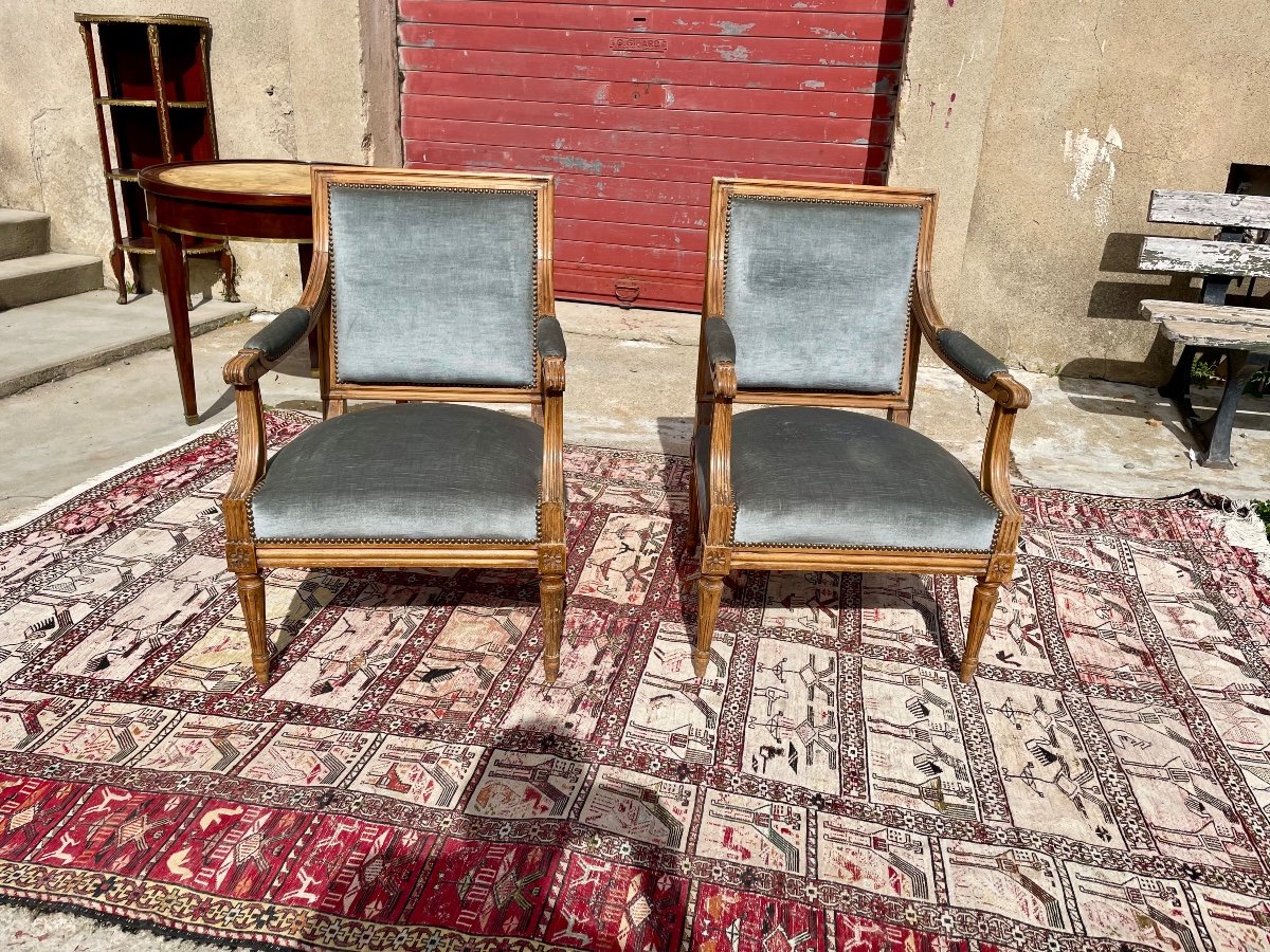 Pair Of Louis XVI Armchairs From The 19th Century 