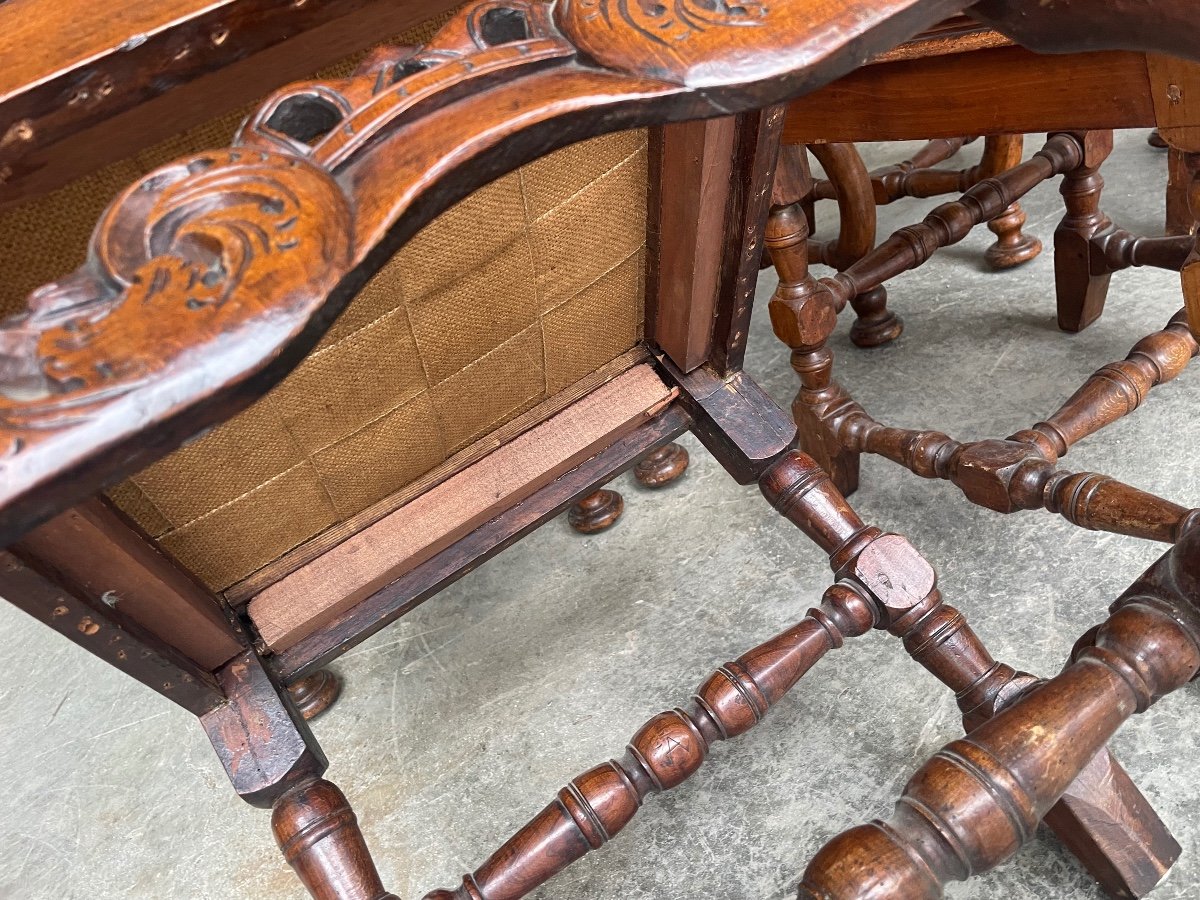 Set Of Six Dutch Walnut Chairs From The 19th Century.-photo-6