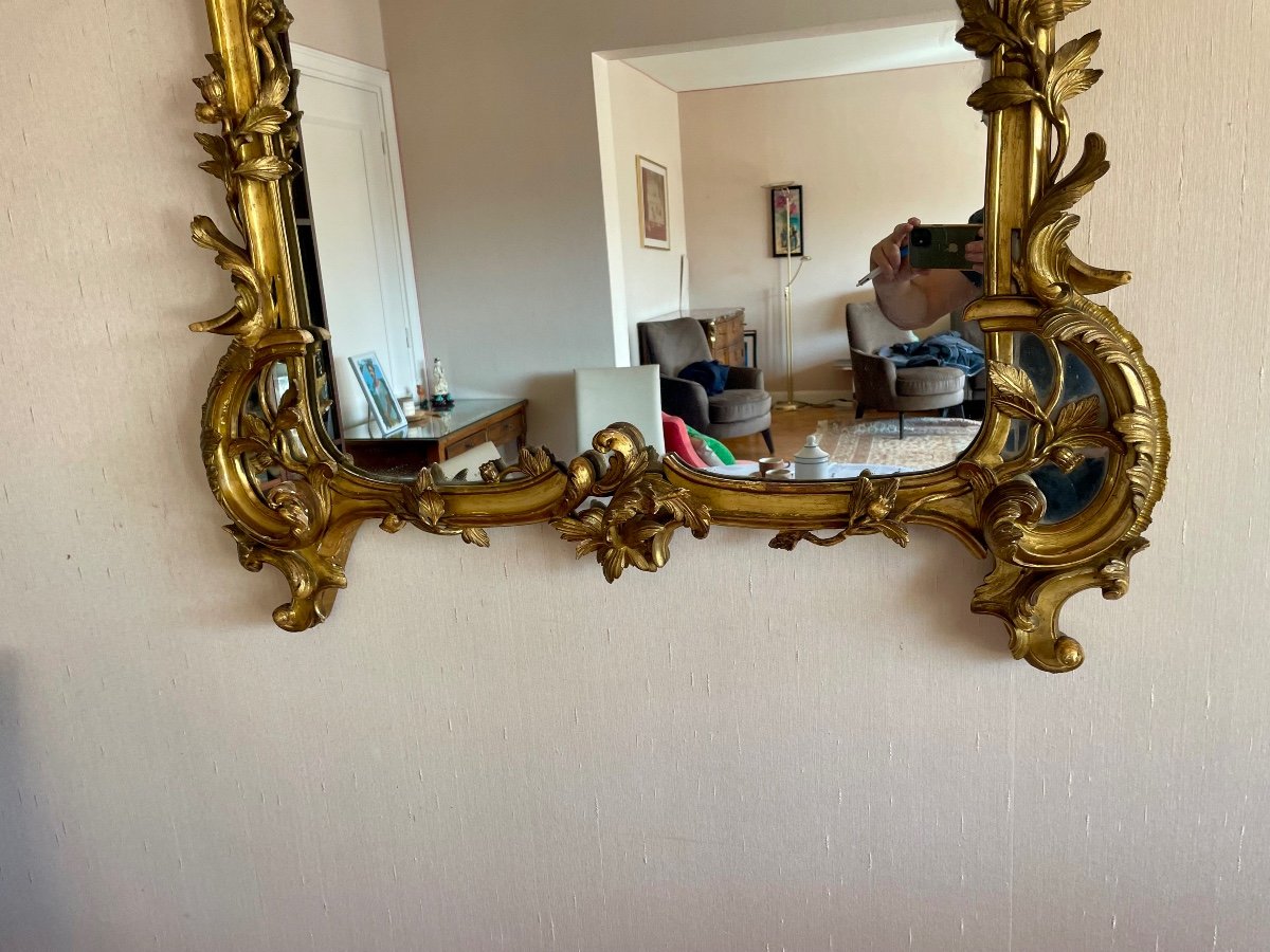 Miroir, Louis XV, En Bois, Doré , D’époque XIXe Siècle.-photo-2