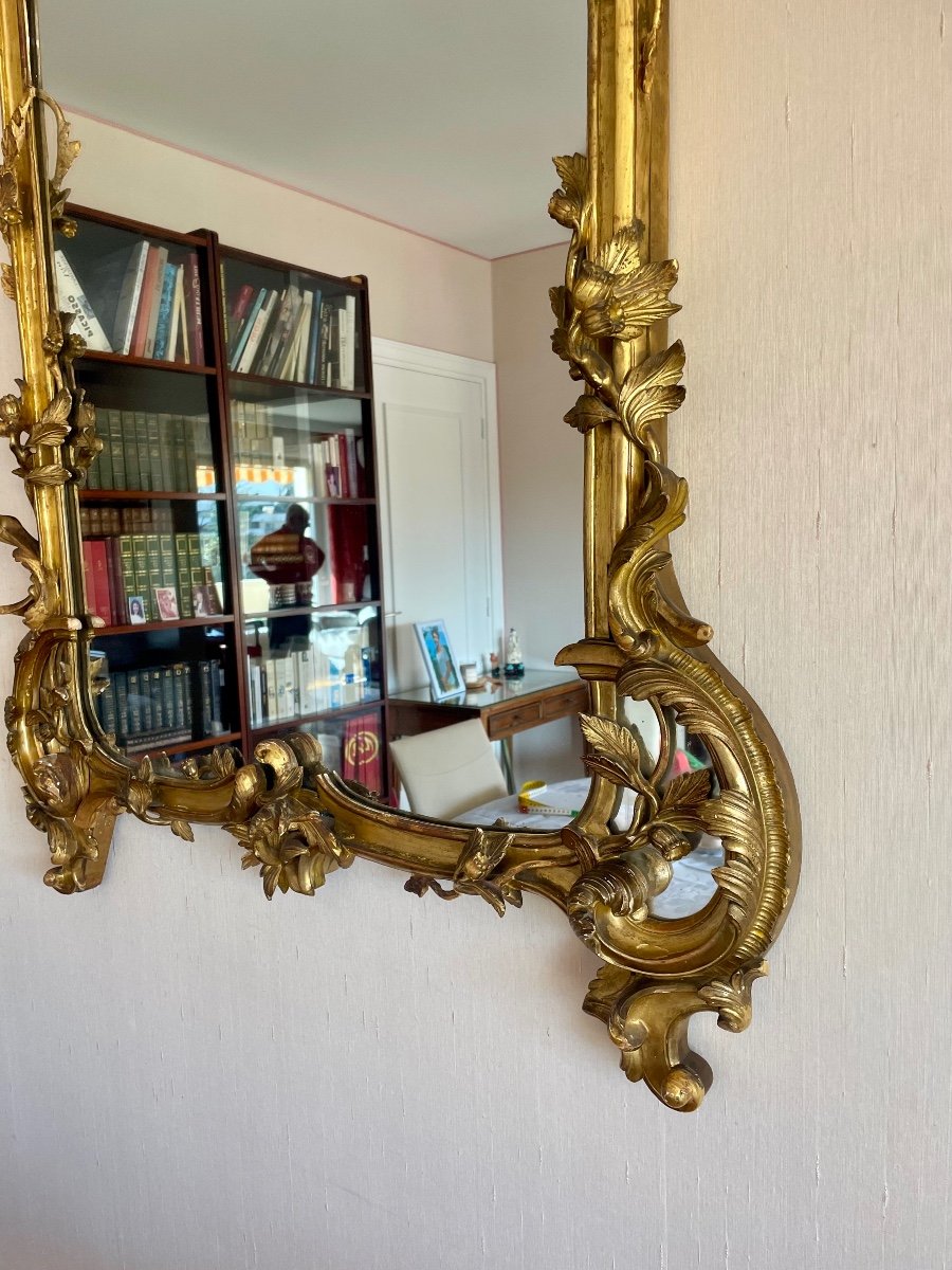 Miroir, Louis XV, En Bois, Doré , D’époque XIXe Siècle.-photo-3