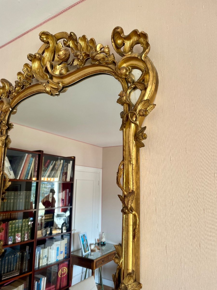 Miroir, Louis XV, En Bois, Doré , D’époque XIXe Siècle.-photo-4