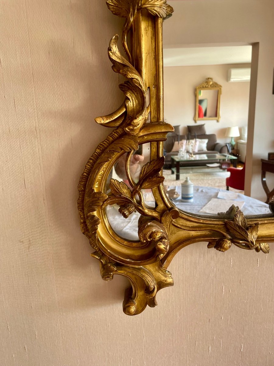 Miroir, Louis XV, En Bois, Doré , D’époque XIXe Siècle.-photo-2