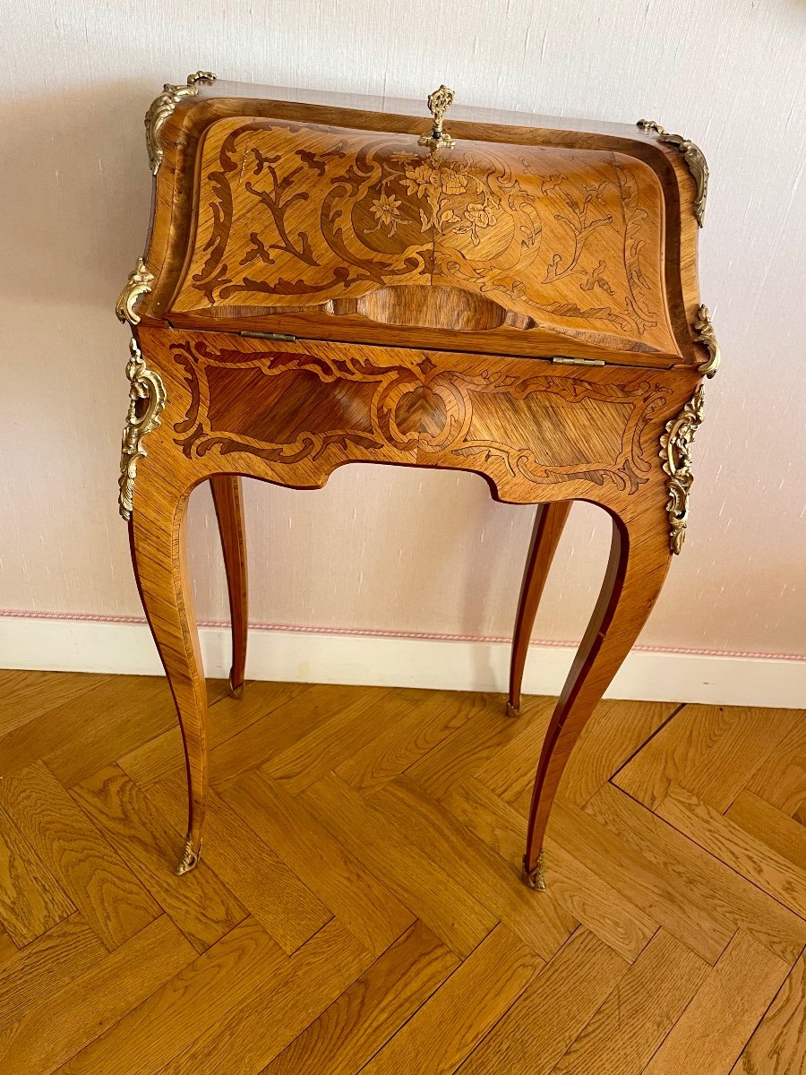 Bureau, De Dames,  Louis, XV, Bois De Roses, D époque XIXém Siècle -photo-2