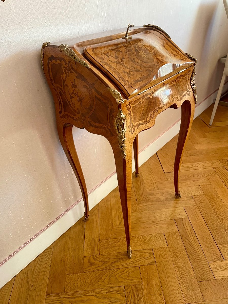 Bureau, De Dames,  Louis, XV, Bois De Roses, D époque XIXém Siècle -photo-4