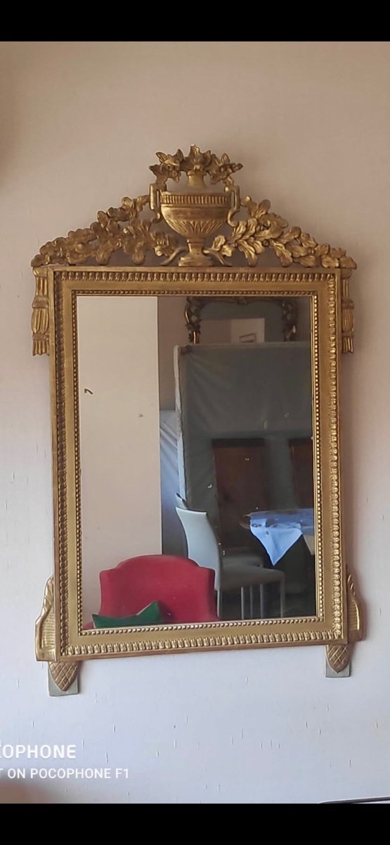 Louis XVI Gilded Wood Mirror, 18th Century -photo-4