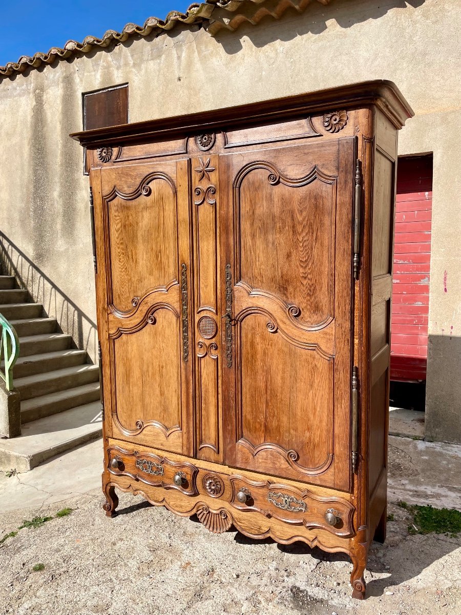 Armoire Louis XV En Chêne D époque XVIIIem Siècle.-photo-2