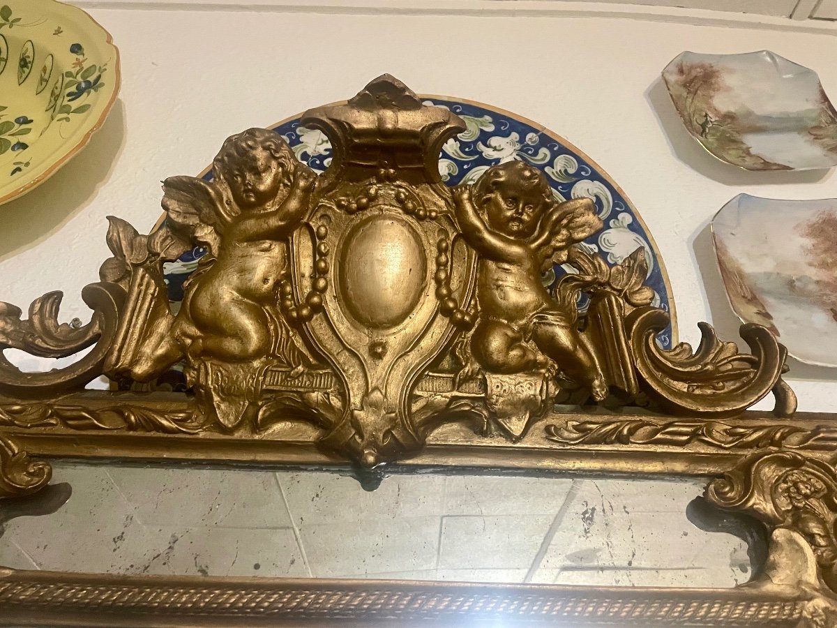 Miroir à Parclose En Bois Doré Louis XV, D époque XIXém Siècle.-photo-4