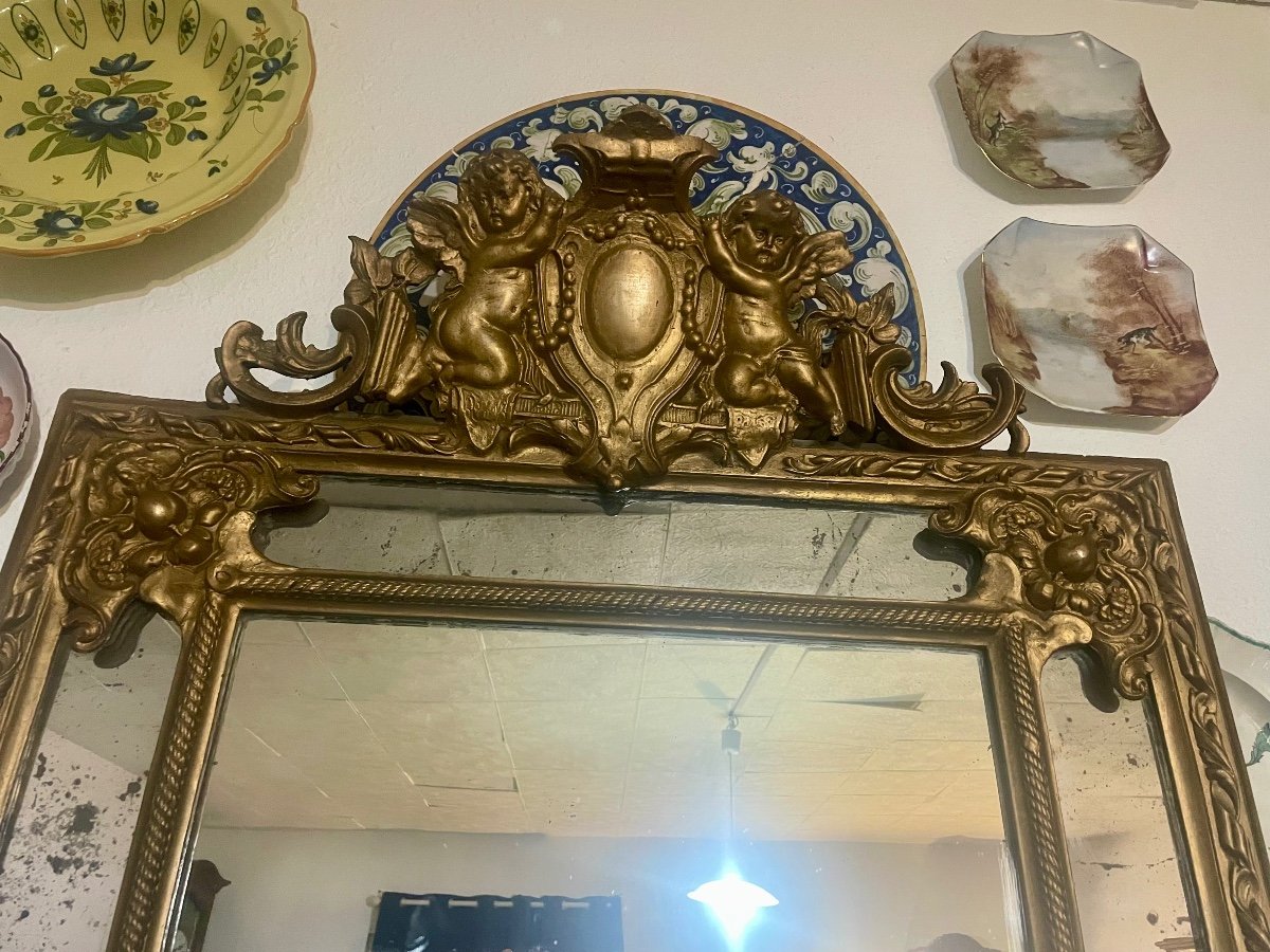 Miroir à Parclose En Bois Doré Louis XV, D époque XIXém Siècle.-photo-5