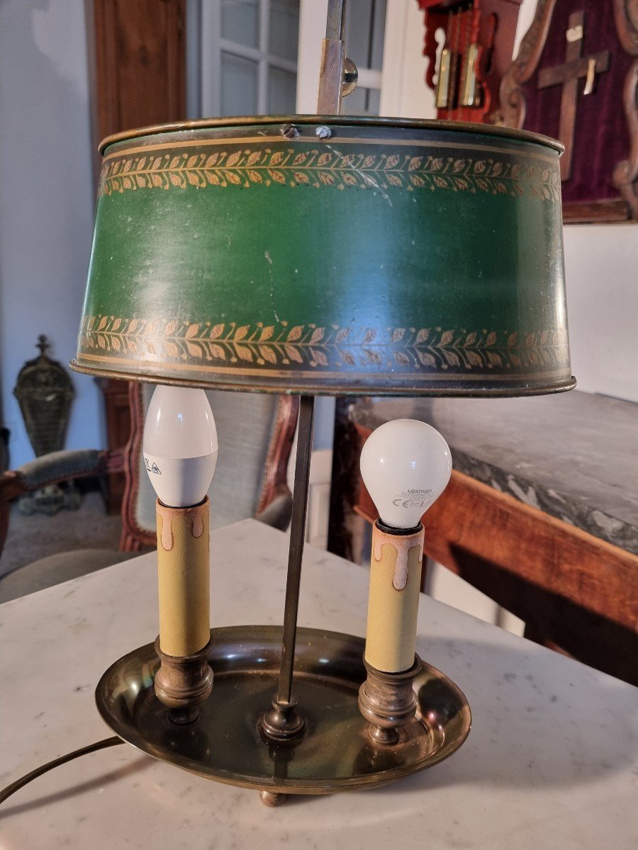 Brass And Painted Sheet Metal Hot Water Bottle Lamp From The 20th Century