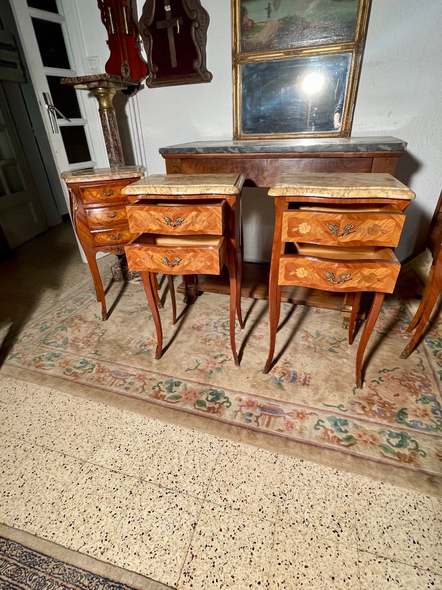 Pair Of Louis XV Bedside Tables, In Rosewood, 1950s Period.-photo-3