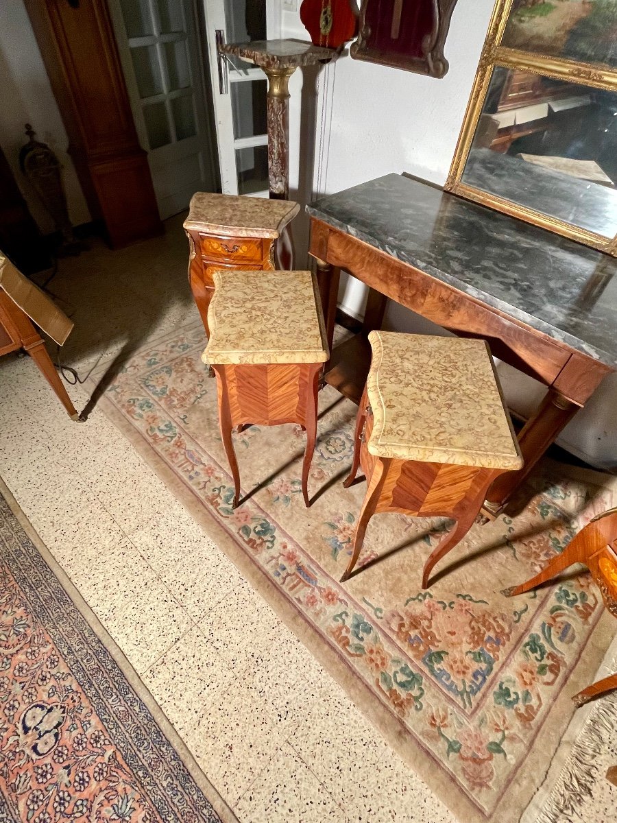 Pair Of Louis XV Bedside Tables, In Rosewood, 1950s Period.-photo-4