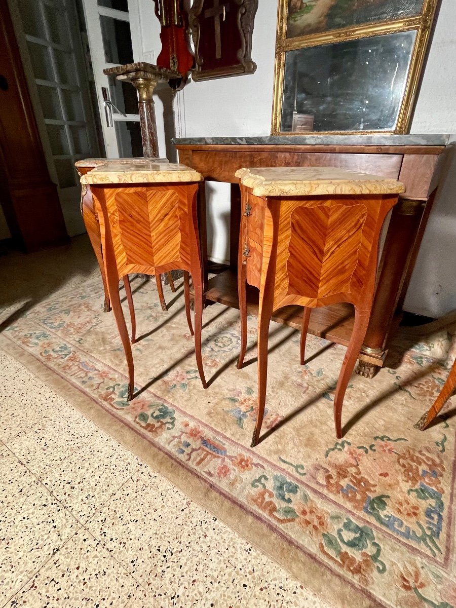 Pair Of Louis XV Bedside Tables, In Rosewood, 1950s Period.-photo-1